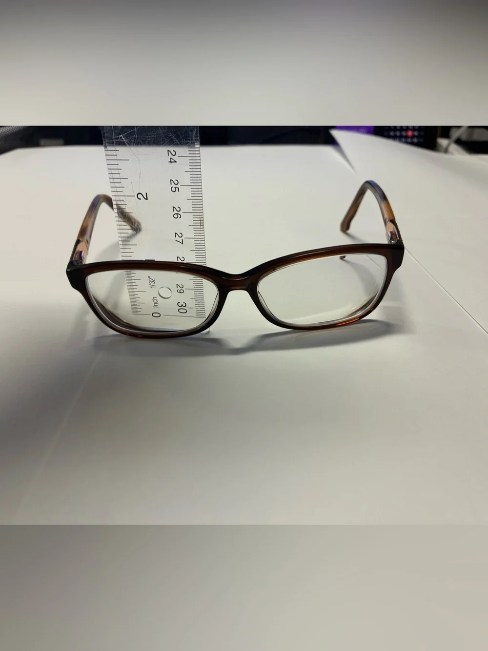 Swarovski Brown Rectangular Glasses with Decorative Crystal Temple
